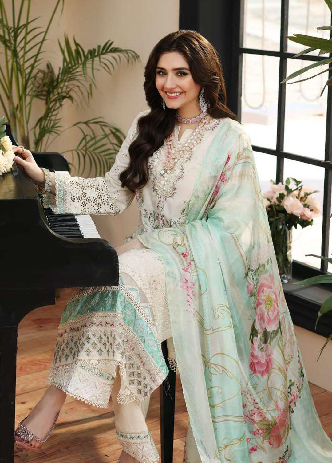 Kahf Embroidered Lawn Suits Unstitched 3 Piece KHF23LL KLC-07A - Luxury Summer Collection