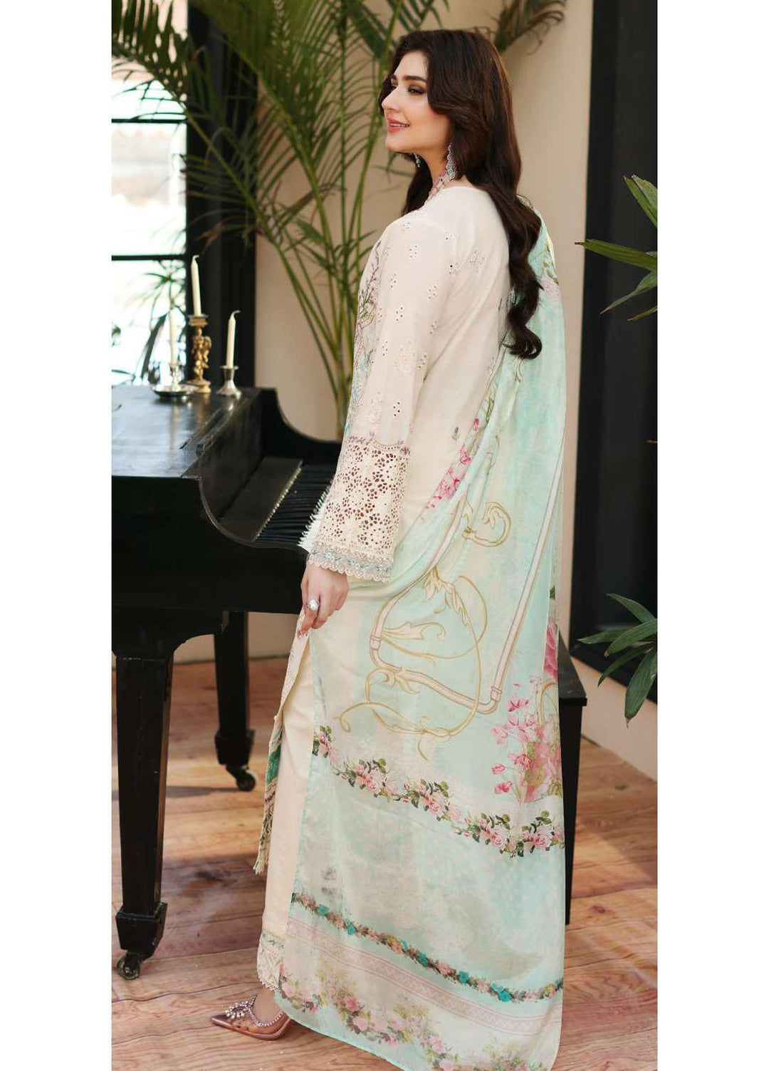 Kahf Embroidered Lawn Suits Unstitched 3 Piece KHF23LL KLC-07A - Luxury Summer Collection