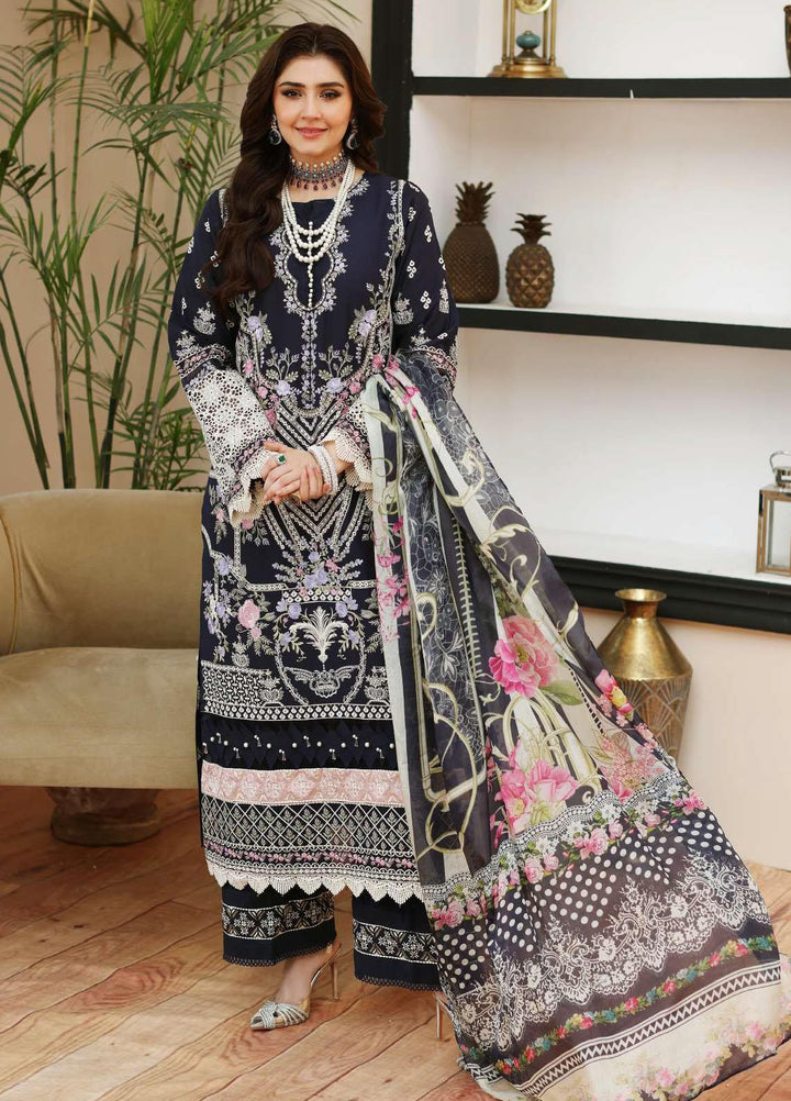 Kahf Embroidered Lawn Suits Unstitched 3 Piece KHF23LL KLC-07B - Luxury Summer Collection