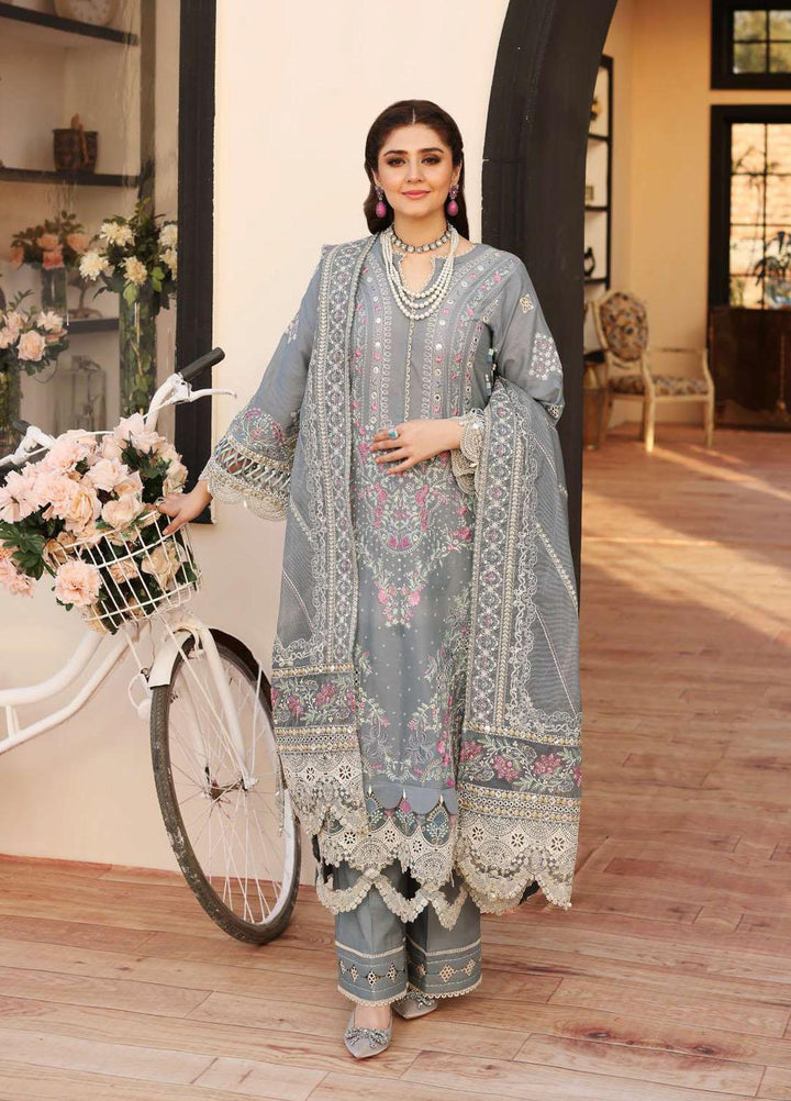 Kahf Embroidered Lawn Suits Unstitched 3 Piece KHF23LL KLC-08 - Luxury Summer Collection