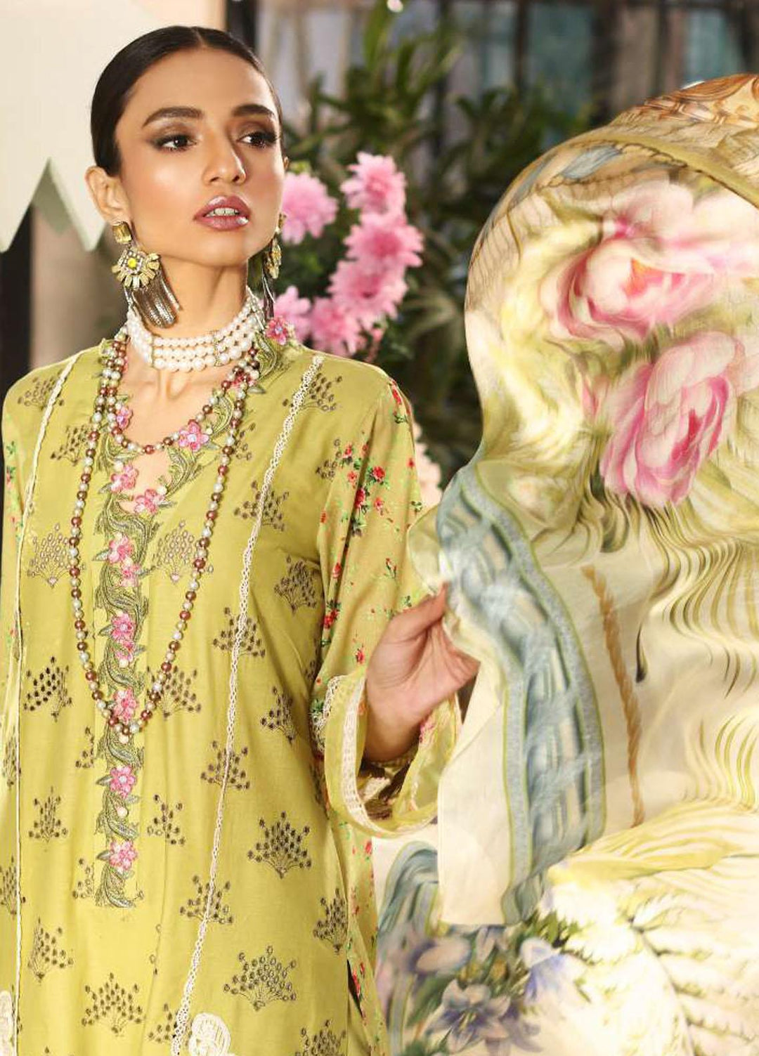 Kahf Embroidered Lawn Suits Unstitched 3 Piece KHF23LL KLC-10 - Luxury Summer Collection