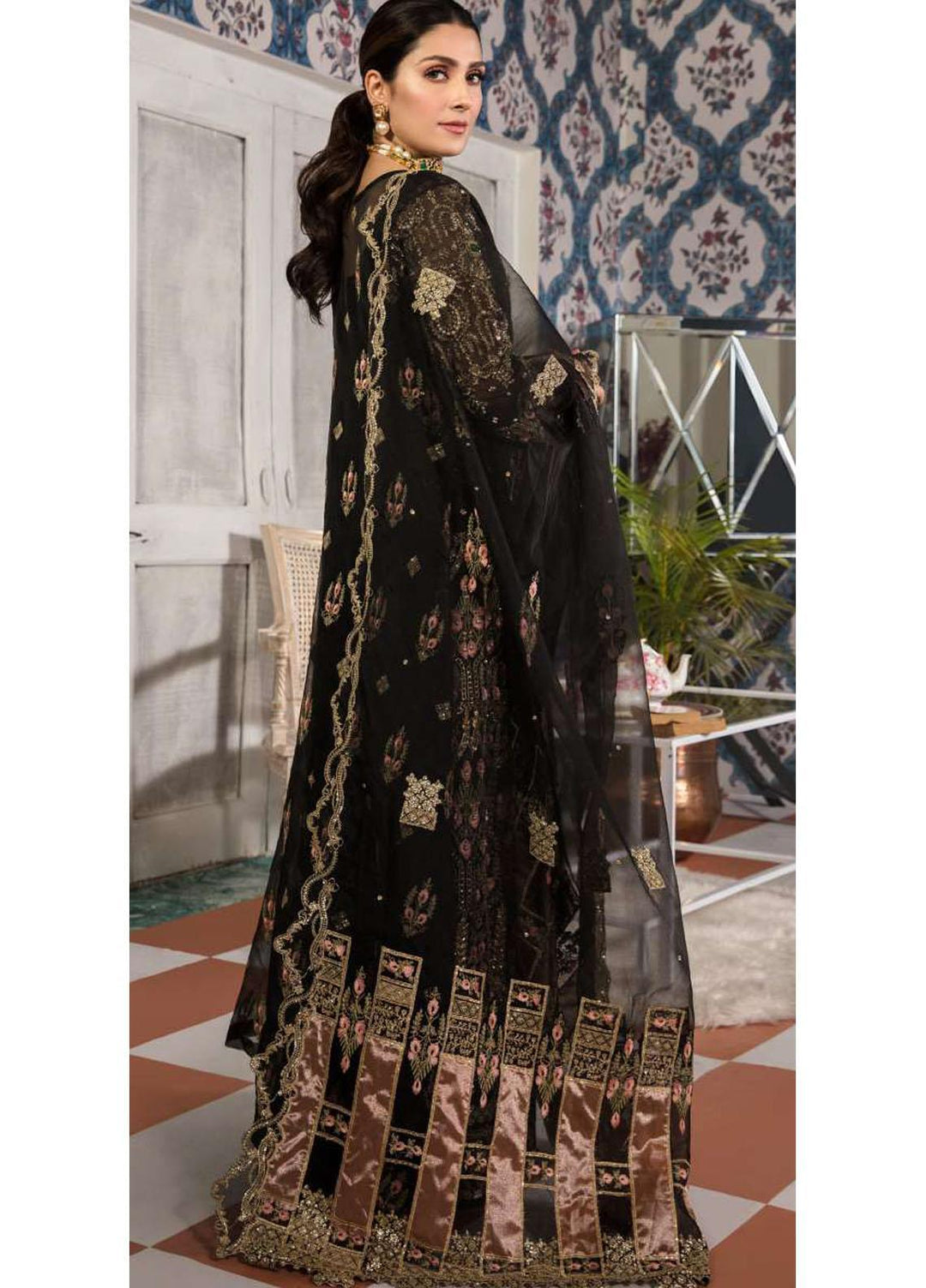 Kahf Premium Embroidered Organza Suits Unstitched 3 Piece KHF22MW D-01 Elaheh - Luxury Wedding Collection