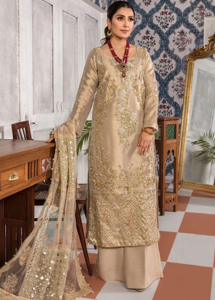 Kahf Premium Embroidered Tissue Suits Unstitched 3 Piece KHF22MW D-02 Dahlia - Luxury Wedding Collection
