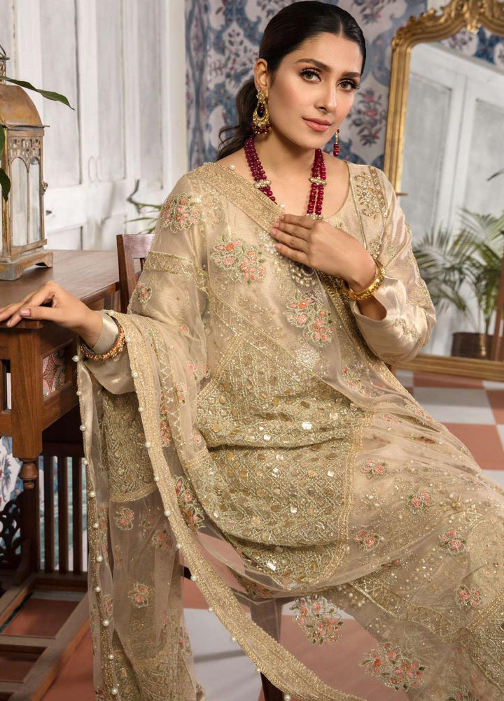 Kahf Premium Embroidered Tissue Suits Unstitched 3 Piece KHF22MW D-02 Dahlia - Luxury Wedding Collection