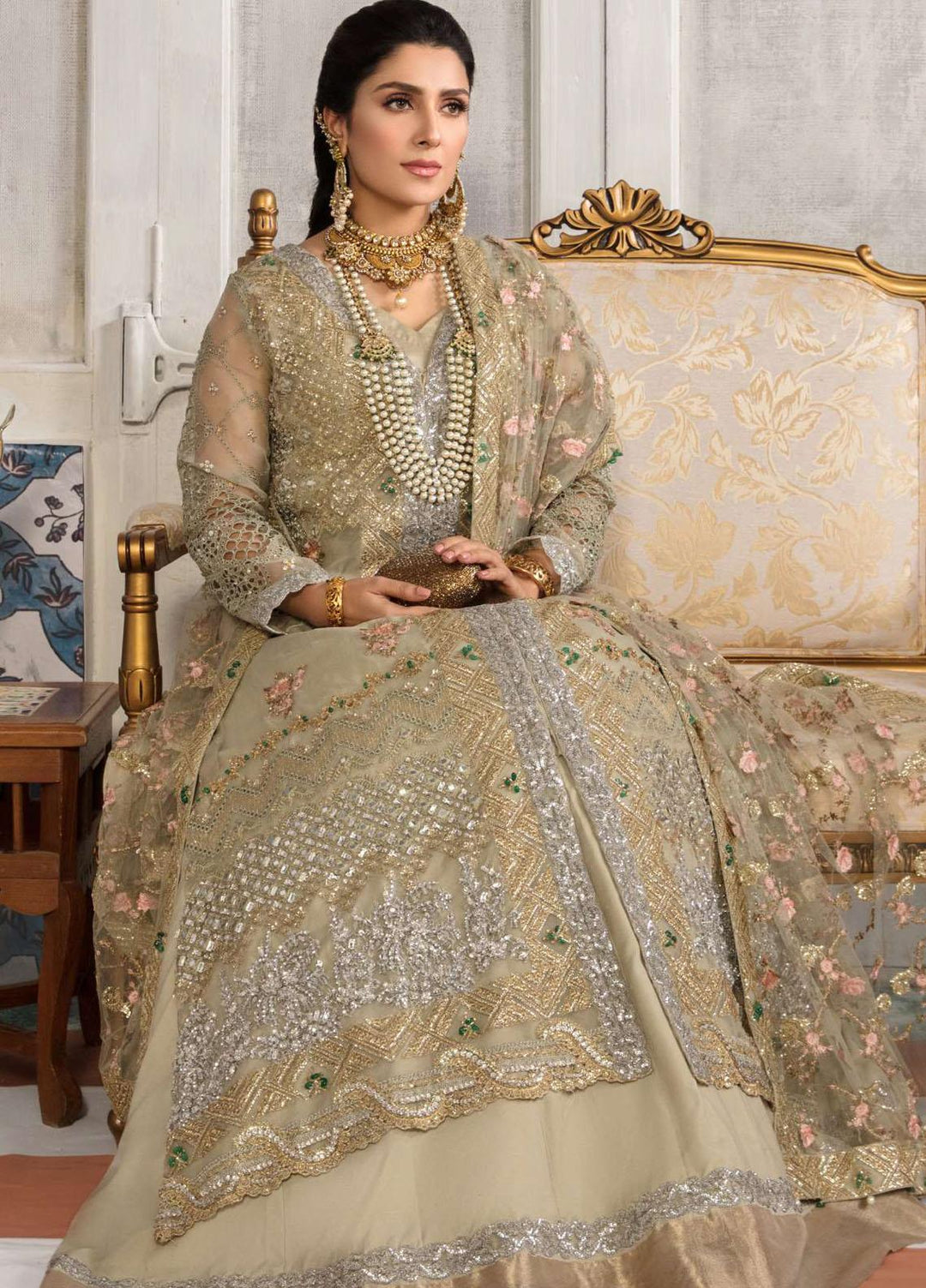 Kahf Premium Embroidered Organza Suits Unstitched 3 Piece KHF22MW D-03 Pareeza - Luxury Wedding Collection