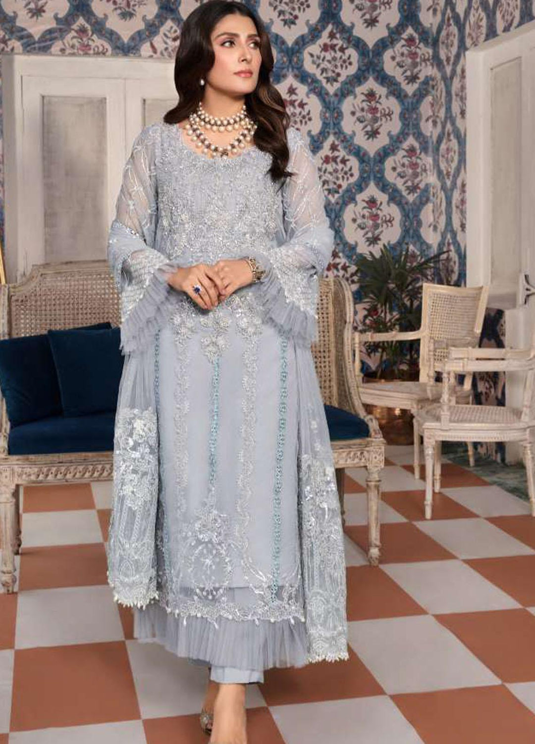 Kahf Premium Embroidered Organza Suits Unstitched 3 Piece KHF22MW D-04 Zanera - Luxury Wedding Collection