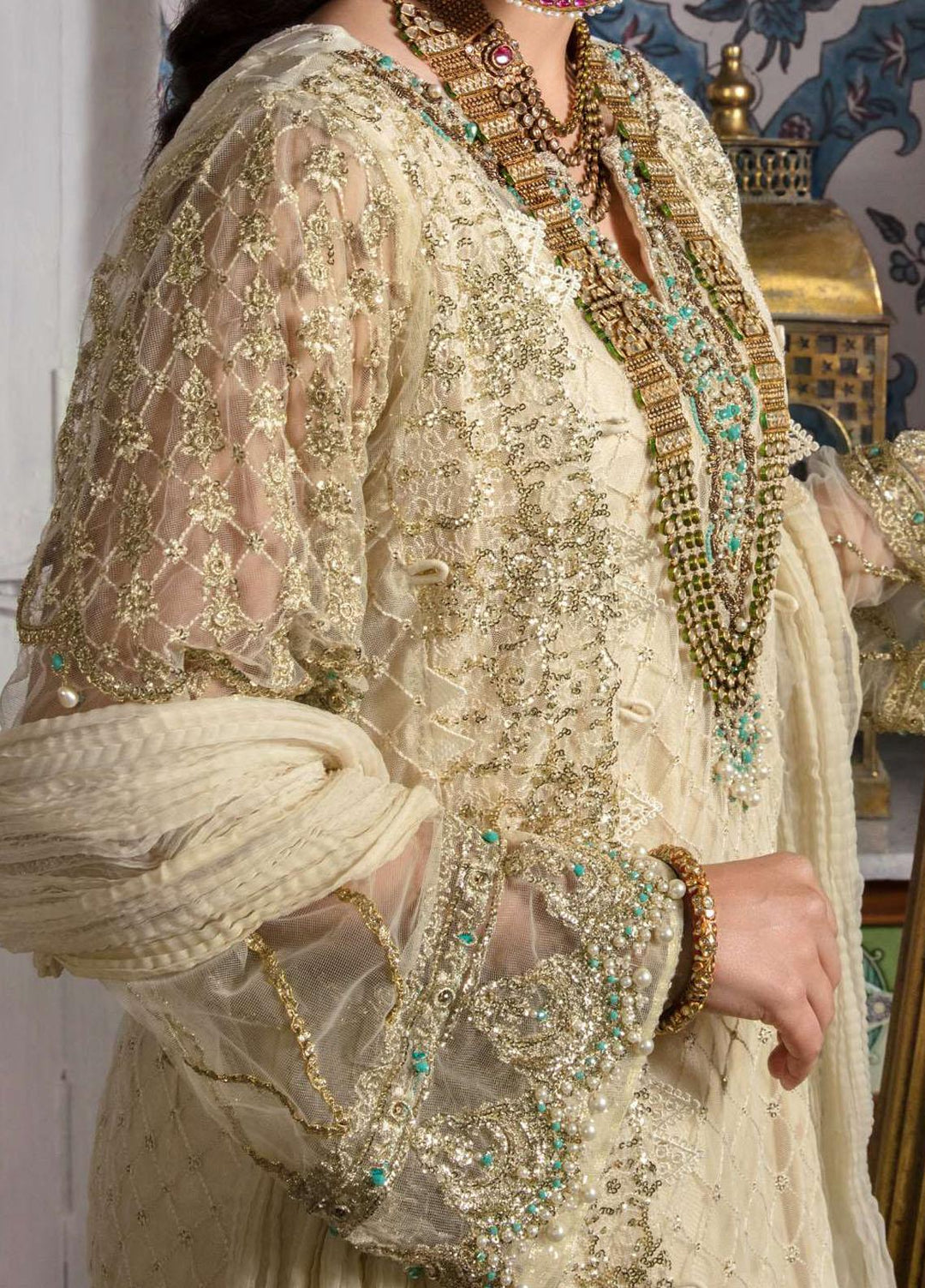 Kahf Premium Embroidered Net Suits Unstitched 3 Piece KHF22MW D-05 Ayileen - Luxury Wedding Collection