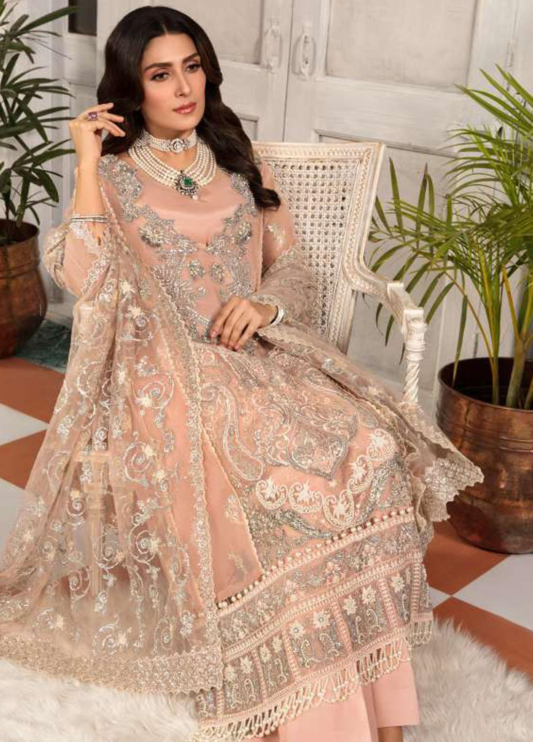 Kahf Premium Embroidered Organza Suits Unstitched 3 Piece KHF22MW D-06 Mirana - Luxury Wedding Collection