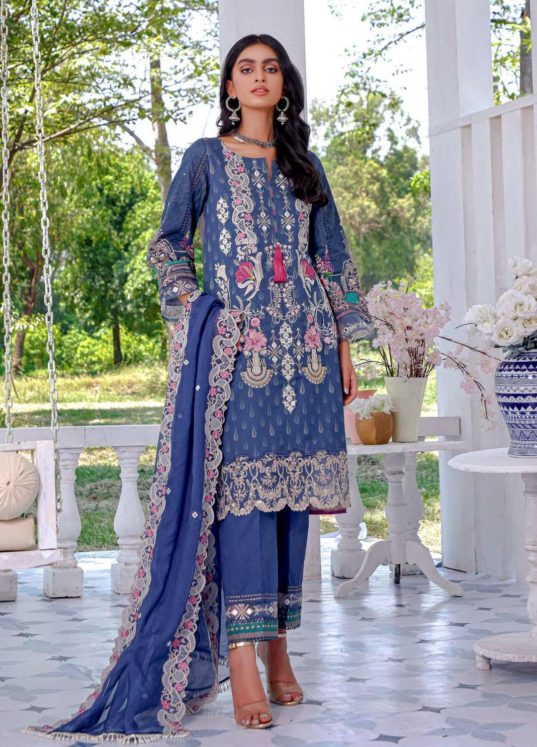Kahf Premium Embroidered Lawn Suits Unstitched 3 Piece KHF21F 02 - Summer Collection