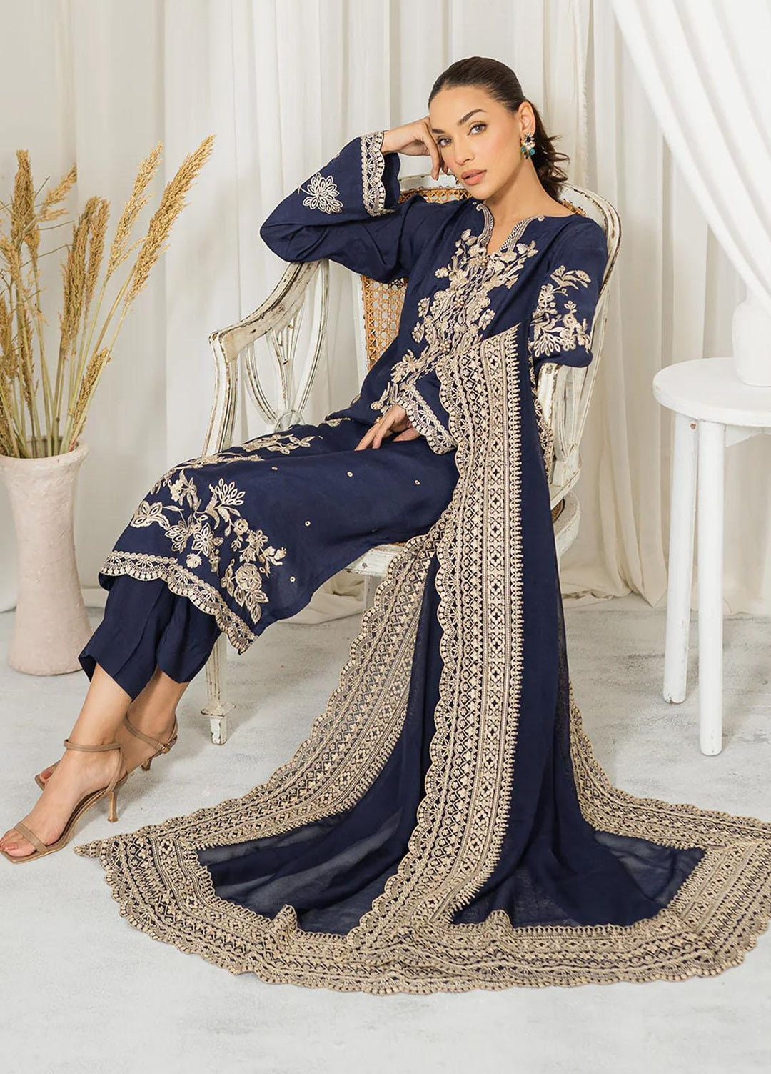 Kaia By Muraad Embroidered Raw Silk Suits Unstitched 3 Piece MU23K Nyla - Formal Collection