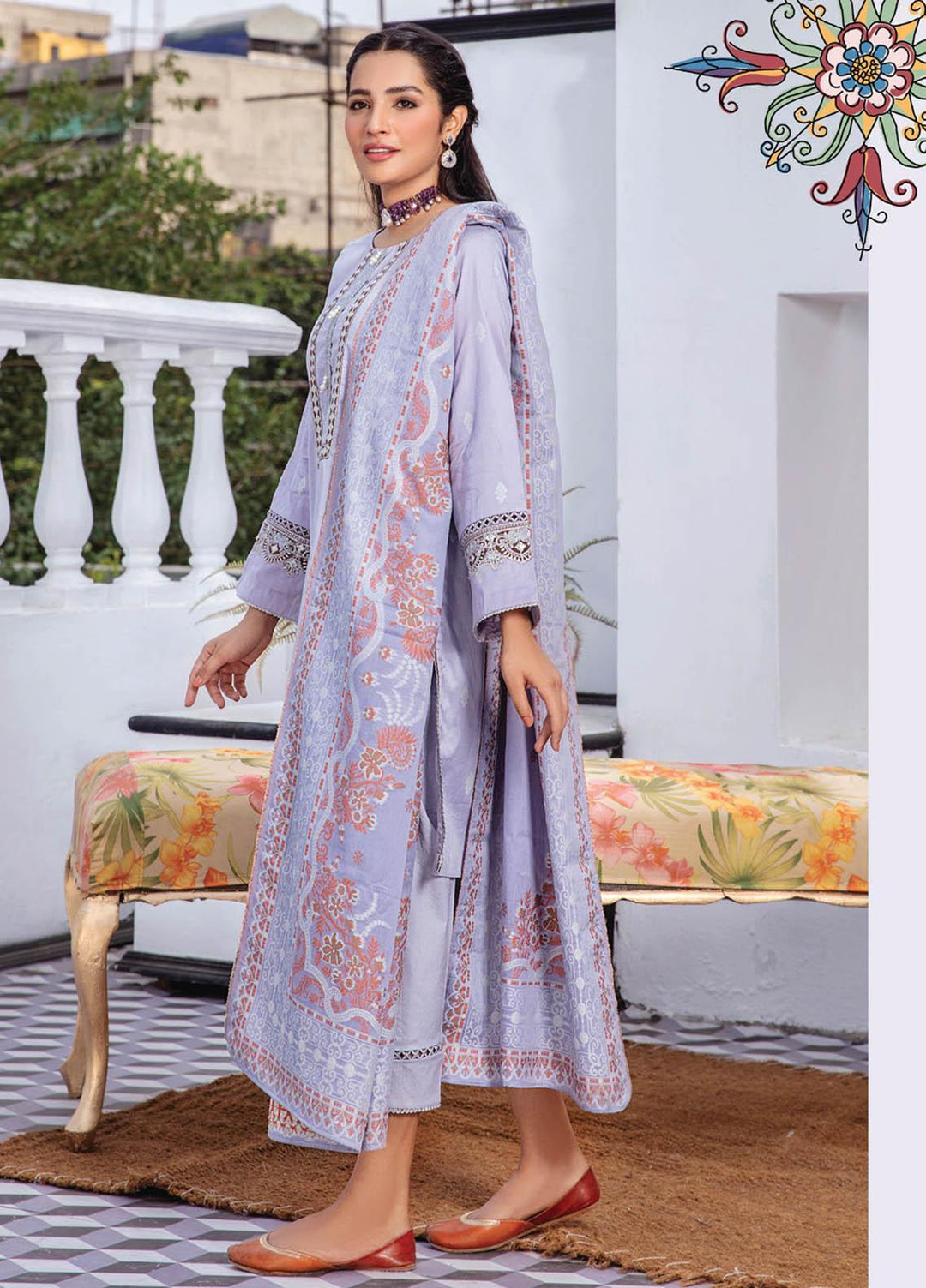 Kalam By Humdum Jacquard Lawn Suits Unstitched 3 Piece HD23K D-10 - Summer Collection