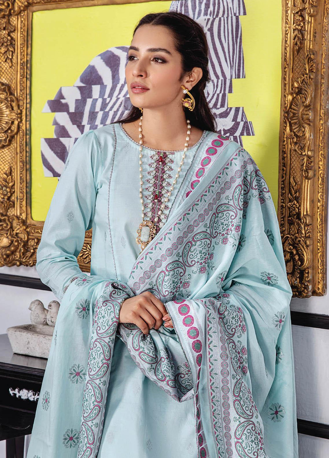 Kalam By Humdum Jacquard Lawn Suits Unstitched 3 Piece HD23K D-4 - Summer Collection