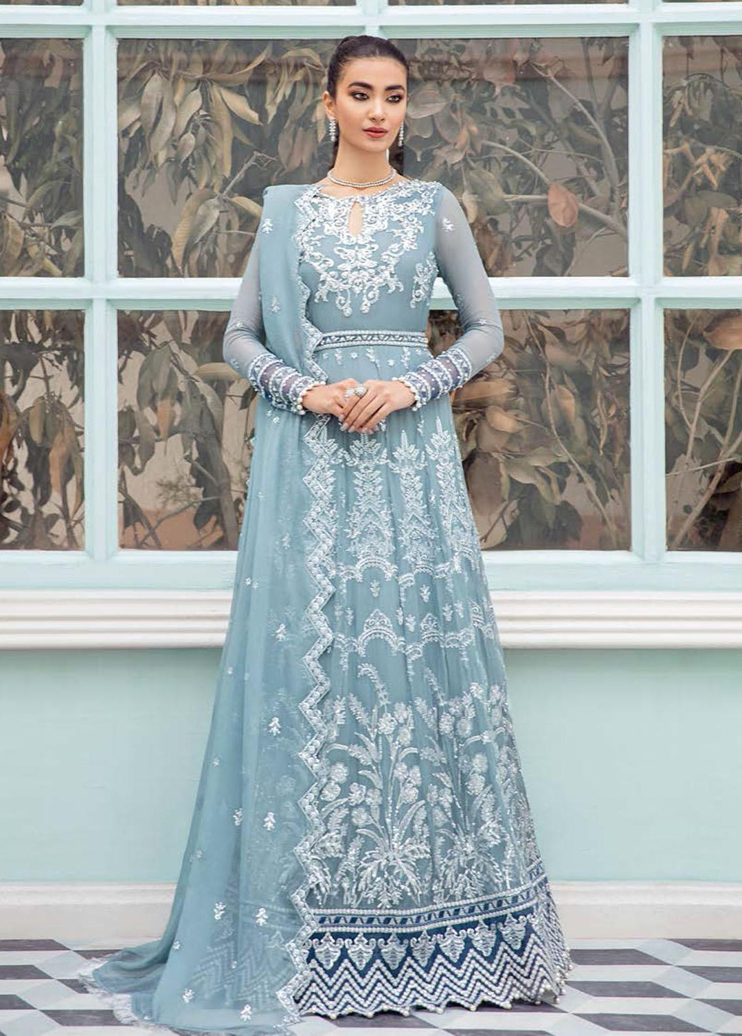 Kalidaar By Roheenaz Embroidered Chiffon Suits Unstitched 3 Piece RO22K RCH-22-04 - Luxury Collection