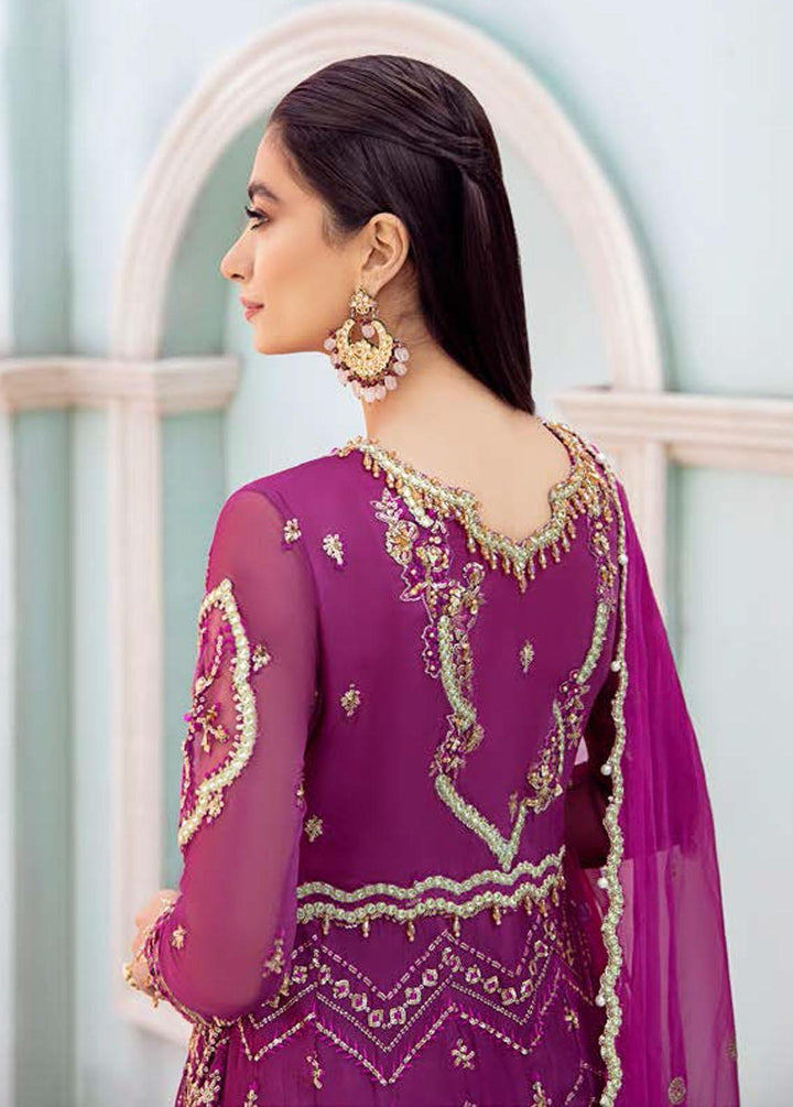 Kalidaar By Roheenaz Embroidered Chiffon Suits Unstitched 3 Piece RO22K RCH-22-10 - Luxury Collection