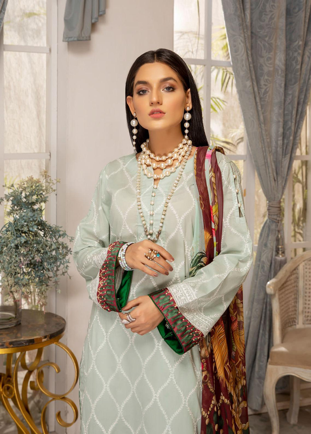 Kalyan by ZS Textiles Embroidered Chikankari Suits Unstitched 3 Piece ZS21KC-5 D-03 - Summer Collection