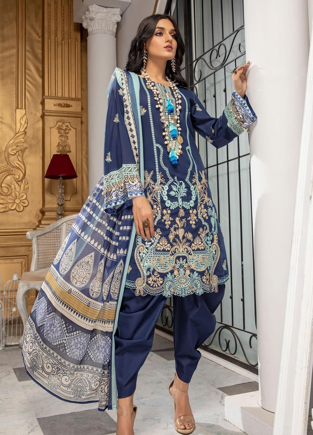 Kalyan by ZS Textiles Embroidered Chikankari Suits Unstitched 3 Piece ZS21KC-5 D-09 - Summer Collection
