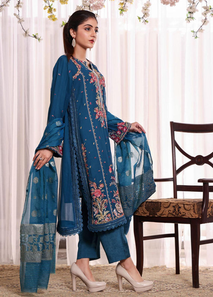 Kalyan By ZS Textiles Embroidered Chiffon Suits Unstitched 3 Piece KLY23C KLC23-10 - Luxury Collection