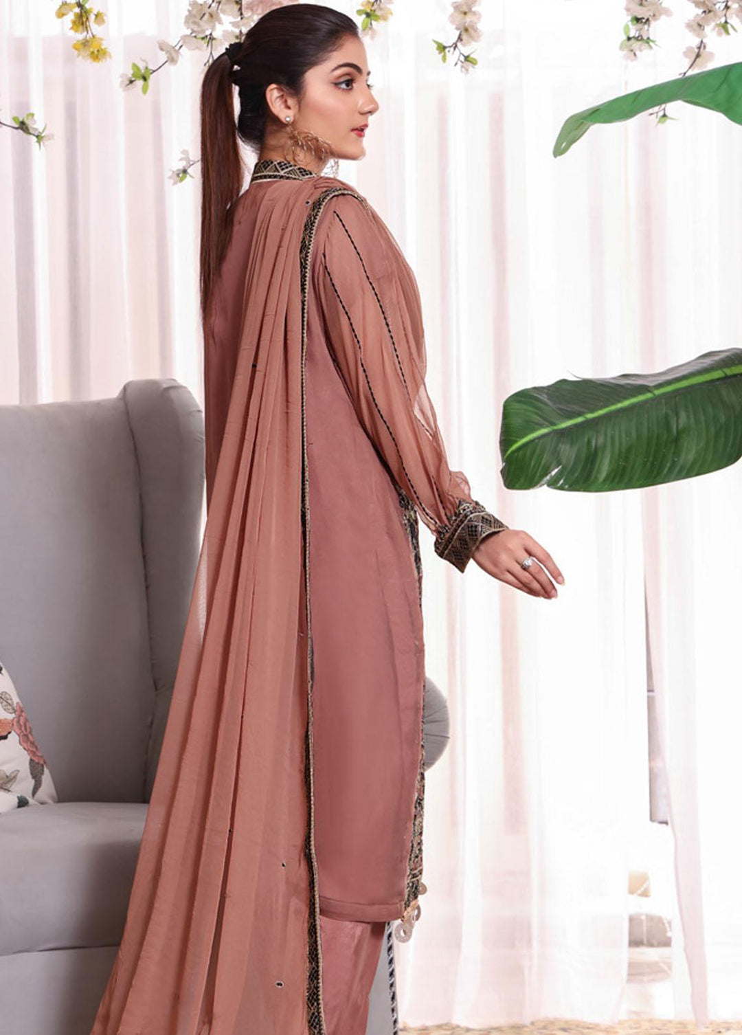 Kalyan By ZS Textiles Embroidered Chiffon Suits Unstitched 3 Piece KLY23C KLC23-3 - Luxury Collection