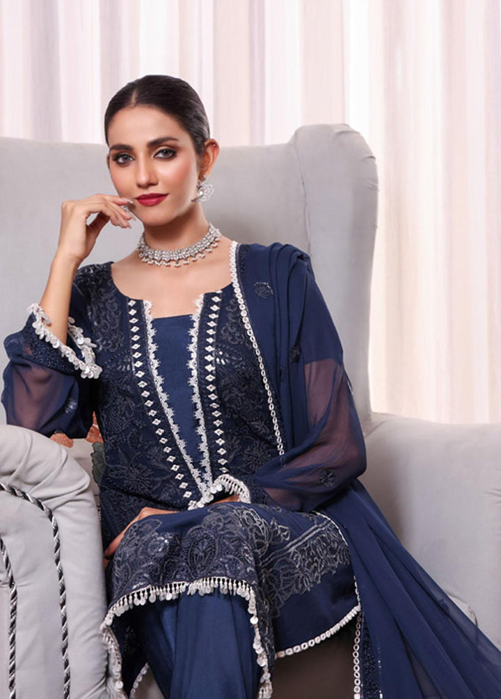 Kalyan By ZS Textiles Embroidered Chiffon Suits Unstitched 3 Piece KLY23C KLC23-4 - Luxury Collection