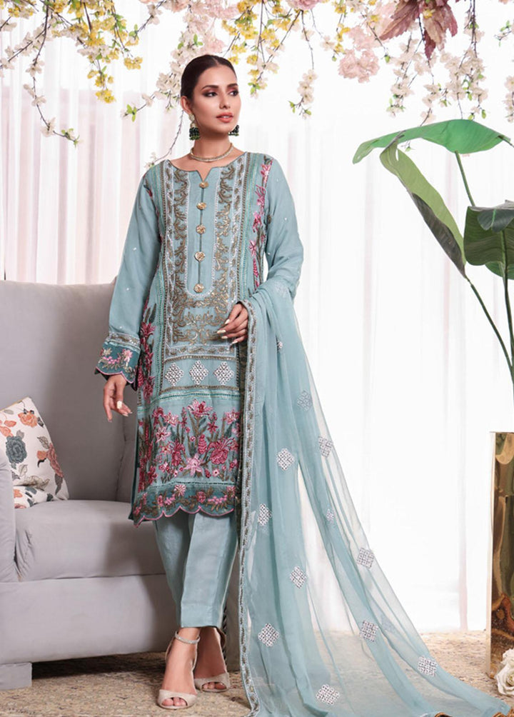 Kalyan By ZS Textiles Embroidered Chiffon Suits Unstitched 3 Piece KLY23C KLC23-5 - Luxury Collection