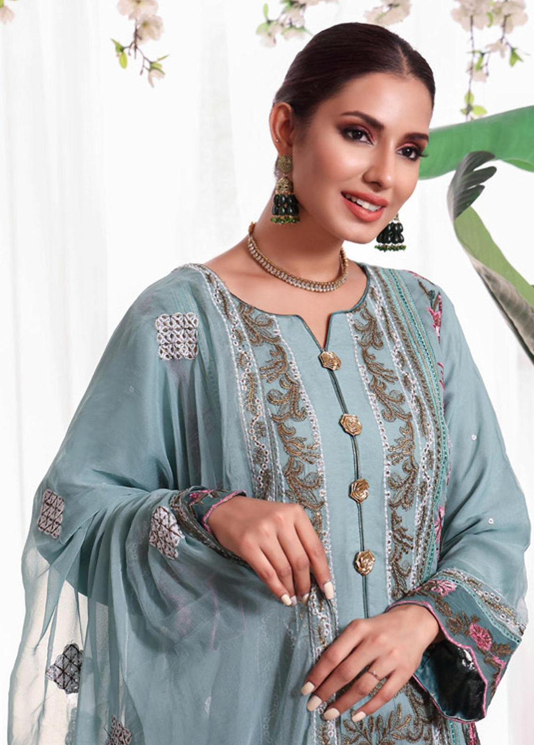 Kalyan By ZS Textiles Embroidered Chiffon Suits Unstitched 3 Piece KLY23C KLC23-5 - Luxury Collection