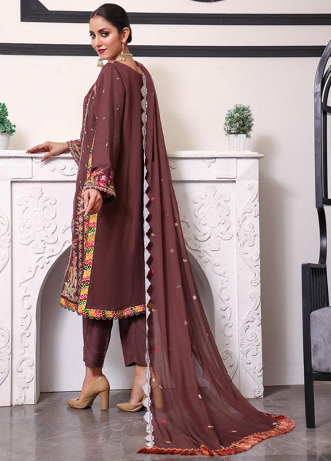 Kalyan By ZS Textiles Embroidered Chiffon Suits Unstitched 3 Piece KLY23C KLC23-6 - Luxury Collection