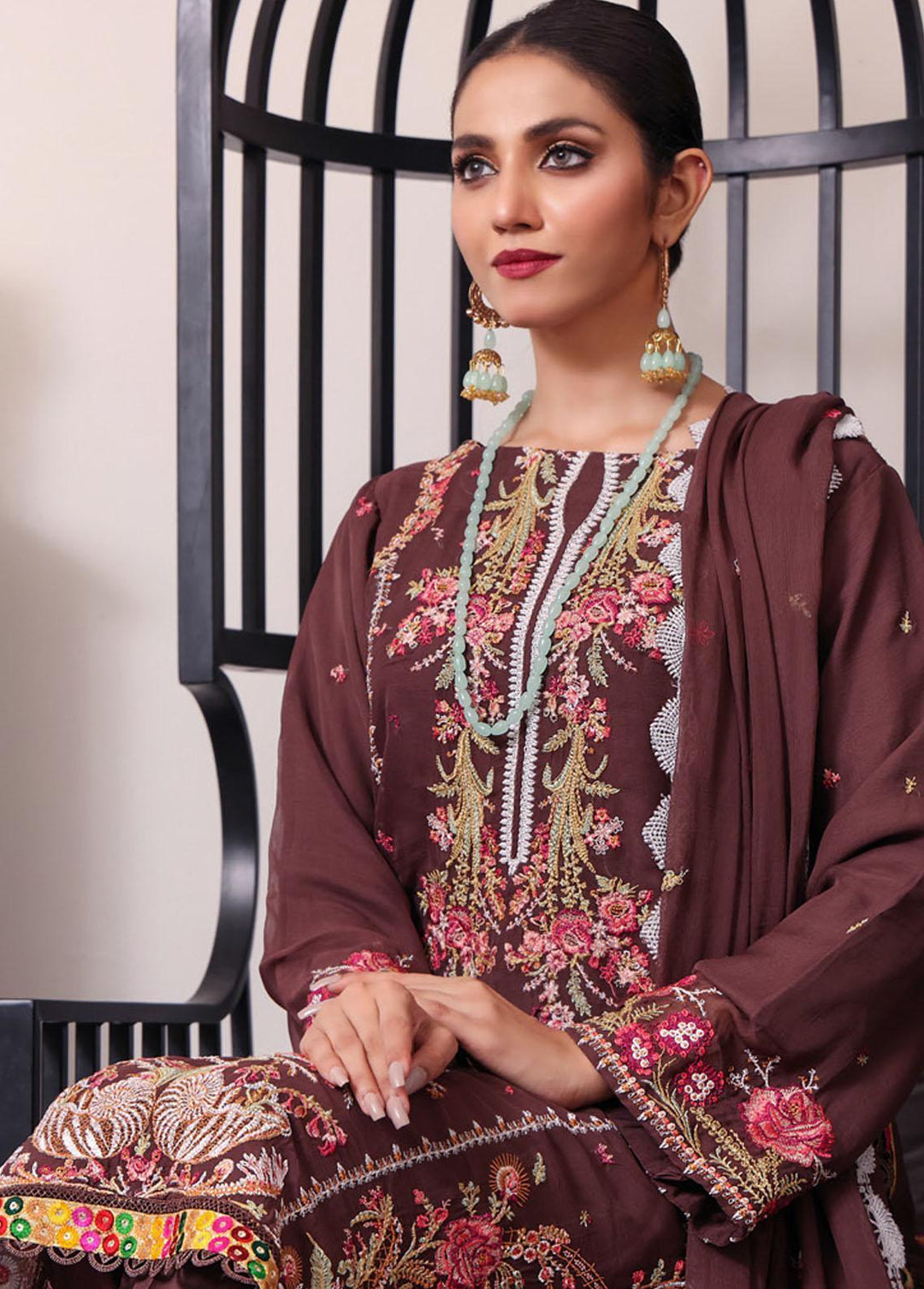 Kalyan By ZS Textiles Embroidered Chiffon Suits Unstitched 3 Piece KLY23C KLC23-6 - Luxury Collection