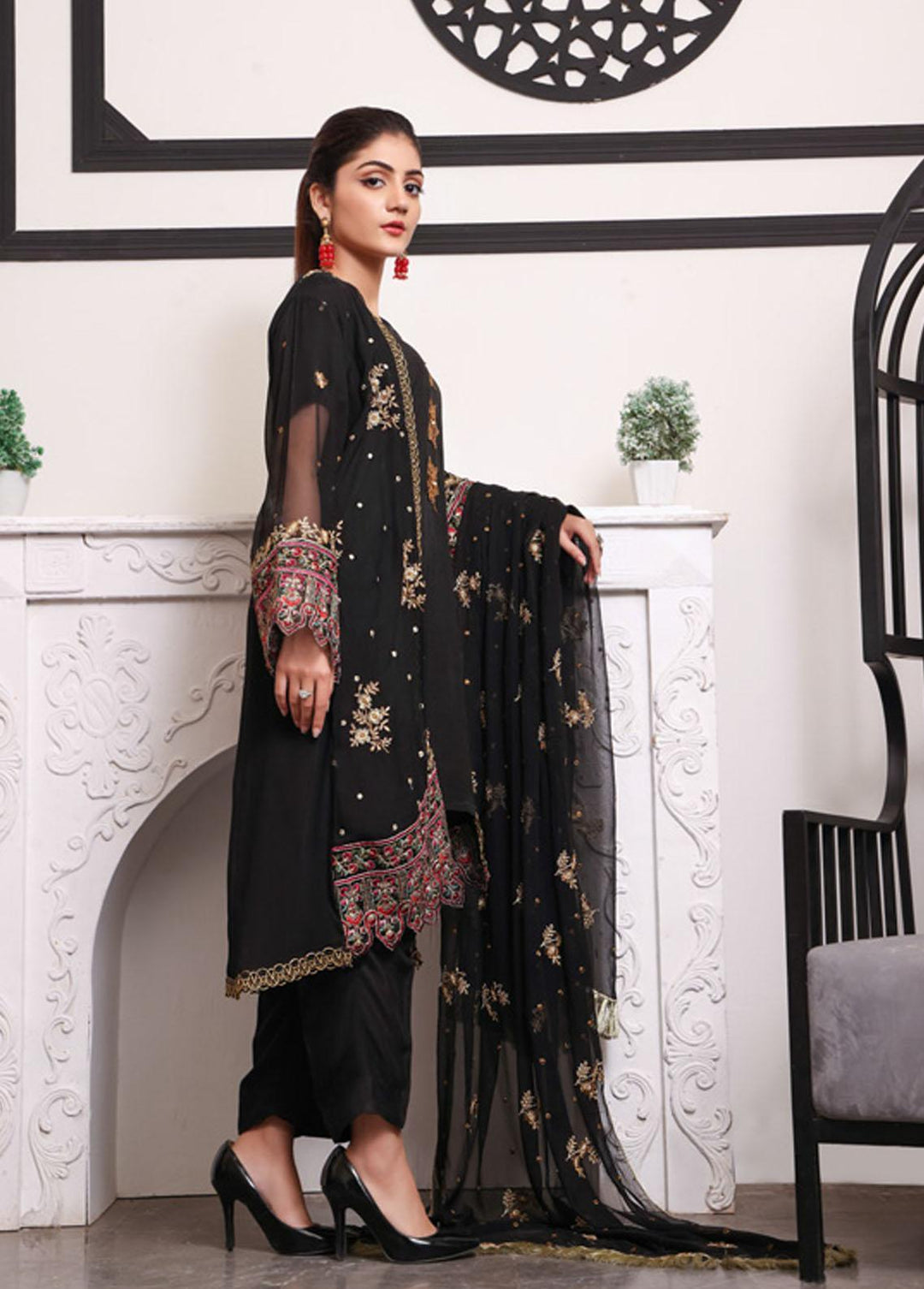 Kalyan By ZS Textiles Embroidered Chiffon Suits Unstitched 3 Piece KLY23C KLC23-7 - Luxury Collection