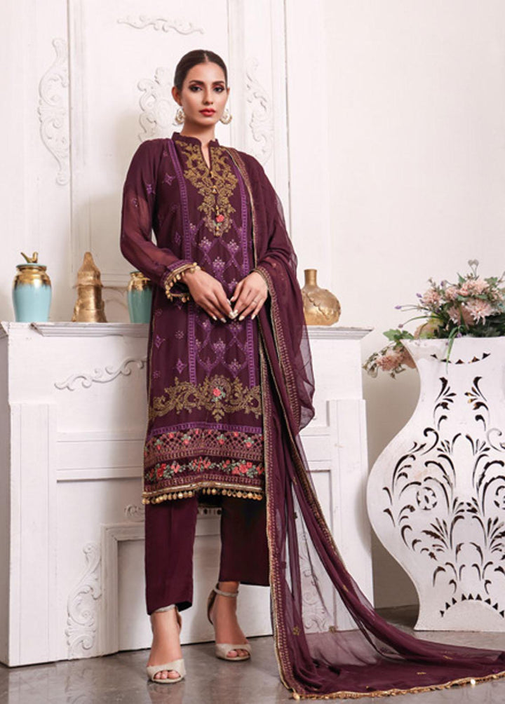 Kalyan By ZS Textiles Embroidered Chiffon Suits Unstitched 3 Piece KLY23C KLC23-8 - Luxury Collection
