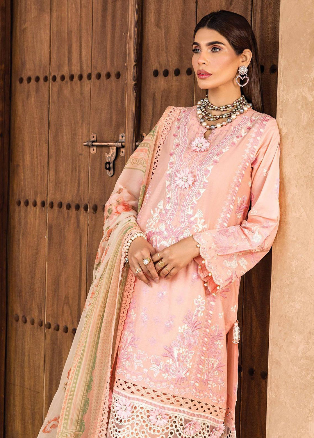 Kamari By Shazme Embroidered Lawn Suits Unstitched 3 Piece SHZ23K SH-02 Mahrosh - Luxury Collection