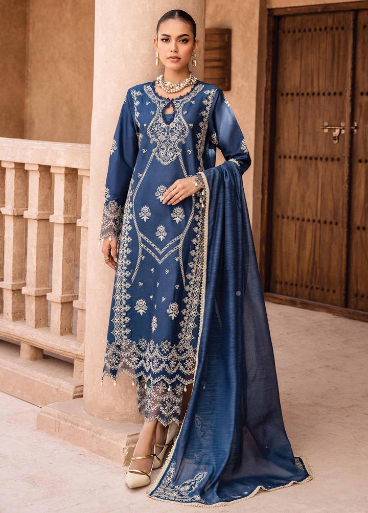 Kamari By Shazme Embroidered Lawn Suits Unstitched 3 Piece SHZ23K SH-06 Royal Orchid - Luxury Collection