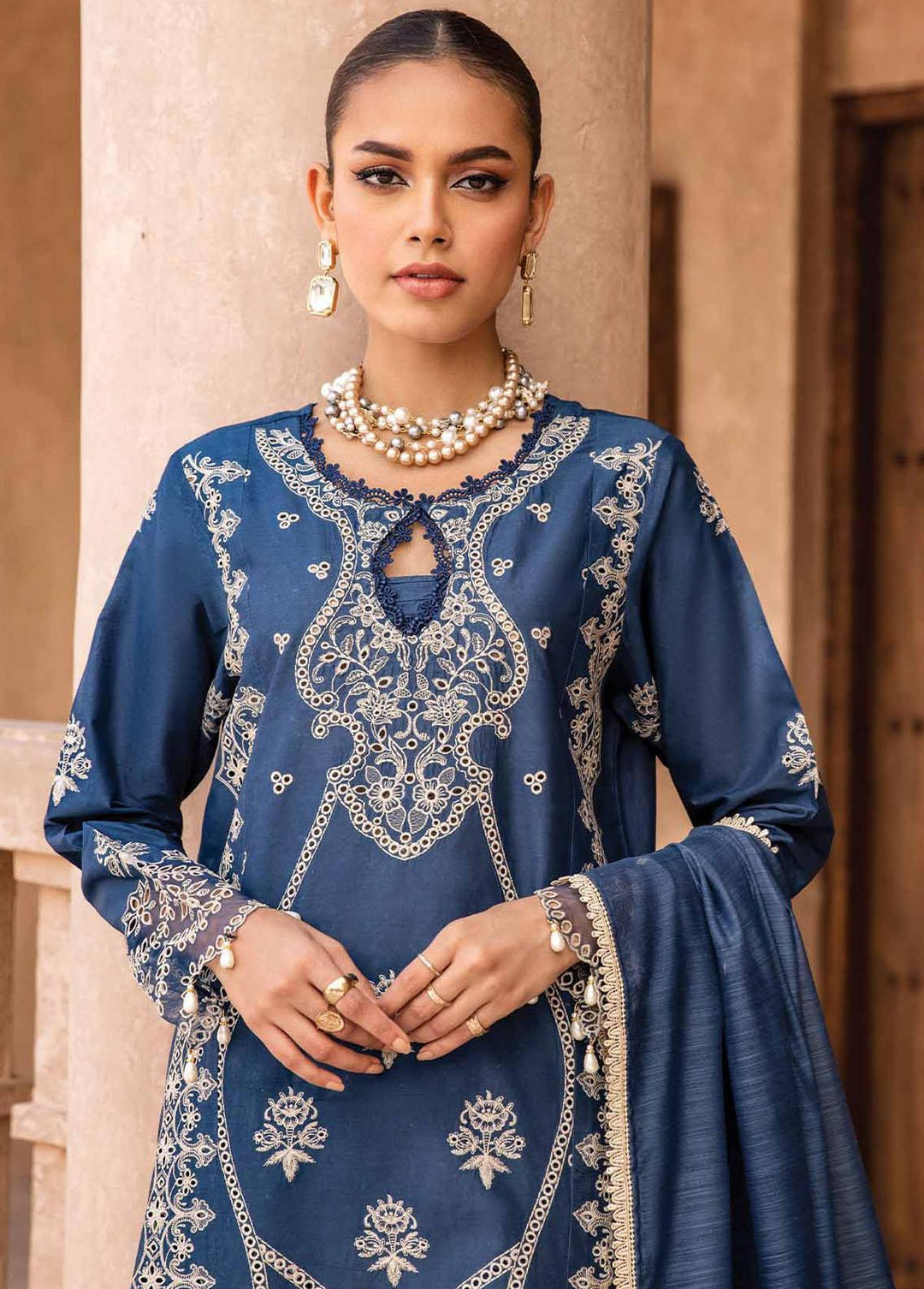 Kamari By Shazme Embroidered Lawn Suits Unstitched 3 Piece SHZ23K SH-06 Royal Orchid - Luxury Collection