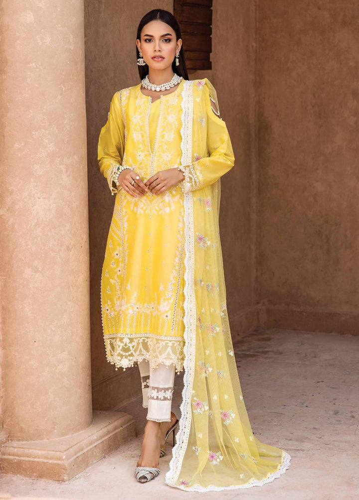 Kamari By Shazme Embroidered Lawn Suits Unstitched 3 Piece SHZ23K SH-07 Sunshine - Luxury Collection