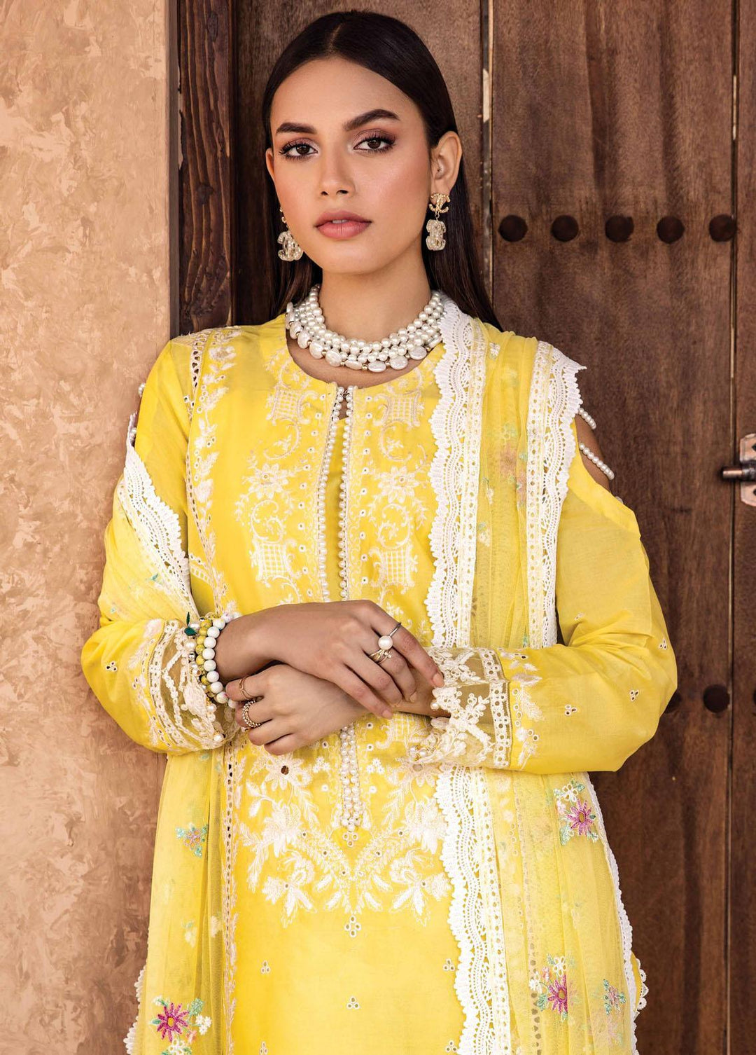 Kamari By Shazme Embroidered Lawn Suits Unstitched 3 Piece SHZ23K SH-07 Sunshine - Luxury Collection