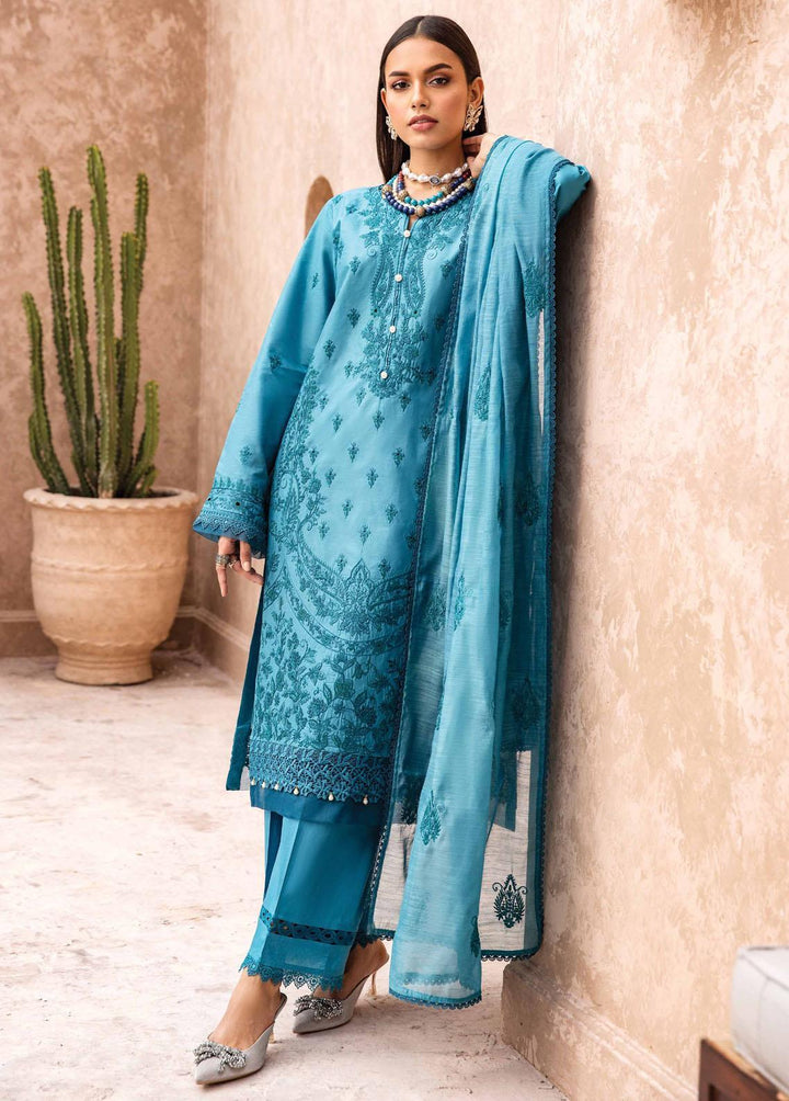 Kamari By Shazme Embroidered Lawn Suits Unstitched 3 Piece SHZ23K SH-10 Persian Motif - Luxury Collection