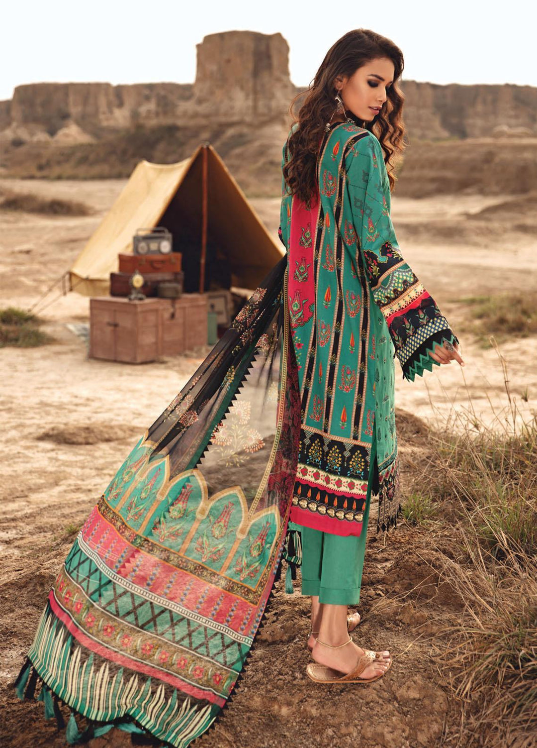 Karvaan by Jazmin Embroidered Lawn Suits Unstitched 3 Piece JZ21K 07 Sahil - Luxury Collection