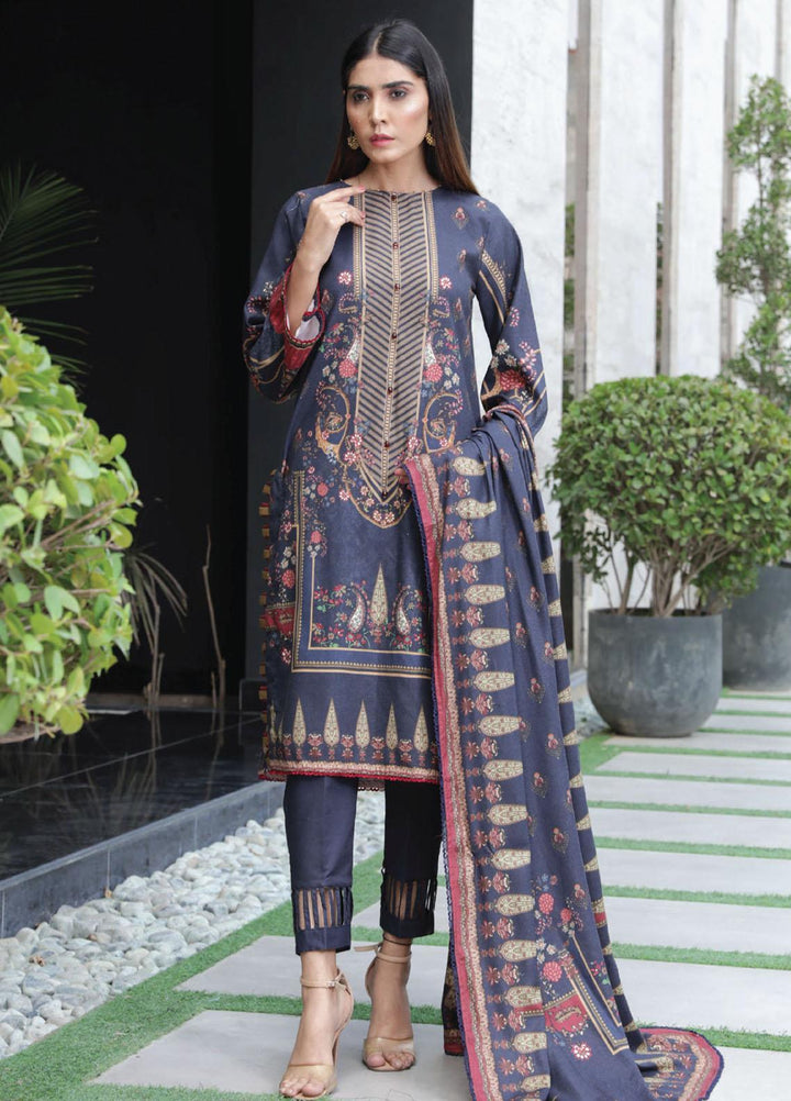 Kashaf By Humdum Printed Woolen Suits Unstitched 3 Piece HD23KF D-02 - Winter Collection