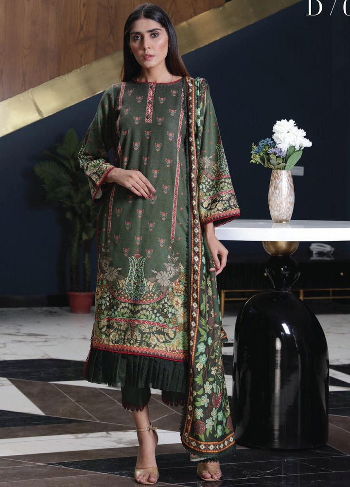 Kashaf By Humdum Printed Woolen Suits Unstitched 3 Piece HD23KF D-04 - Winter Collection