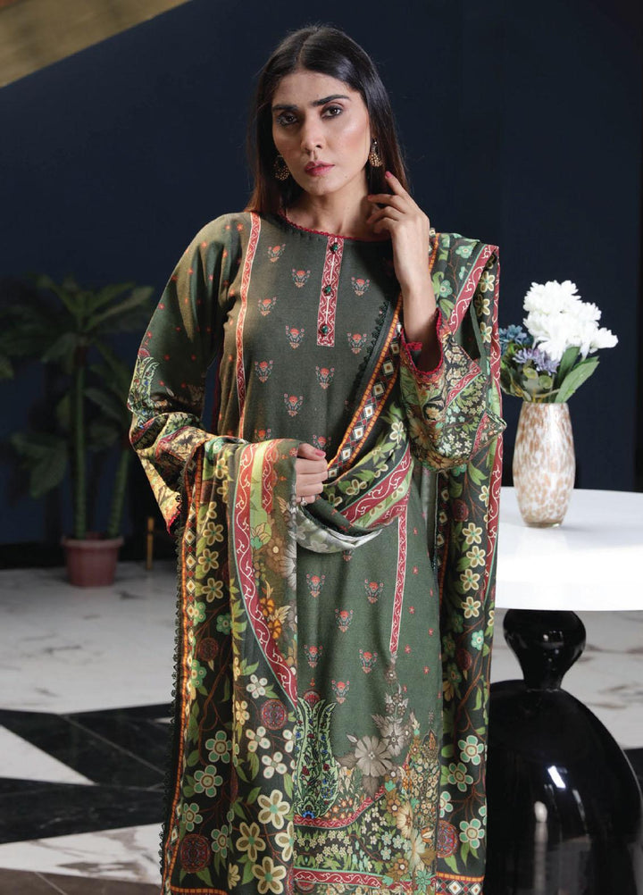 Kashaf By Humdum Printed Woolen Suits Unstitched 3 Piece HD23KF D-04 - Winter Collection