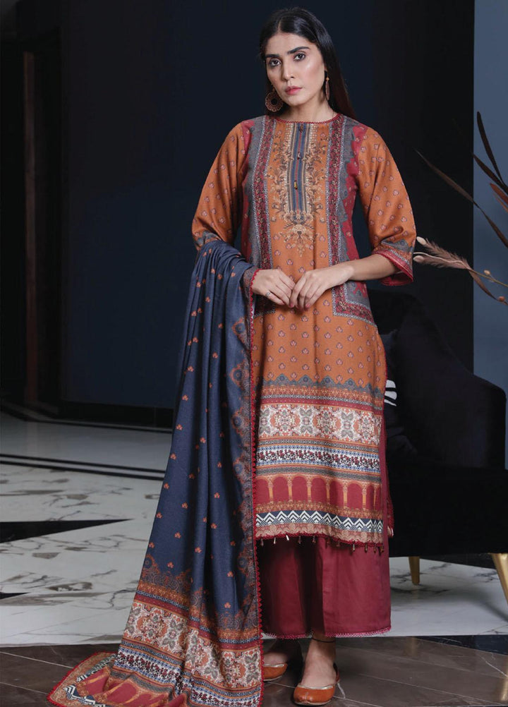 Kashaf By Humdum Printed Woolen Suits Unstitched 3 Piece HD23KF D-05 - Winter Collection