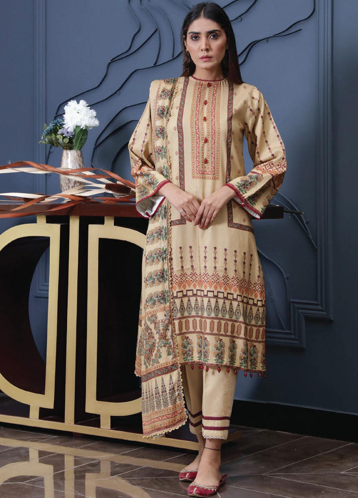 Kashaf By Humdum Printed Woolen Suits Unstitched 3 Piece HD23KF D-06 - Winter Collection