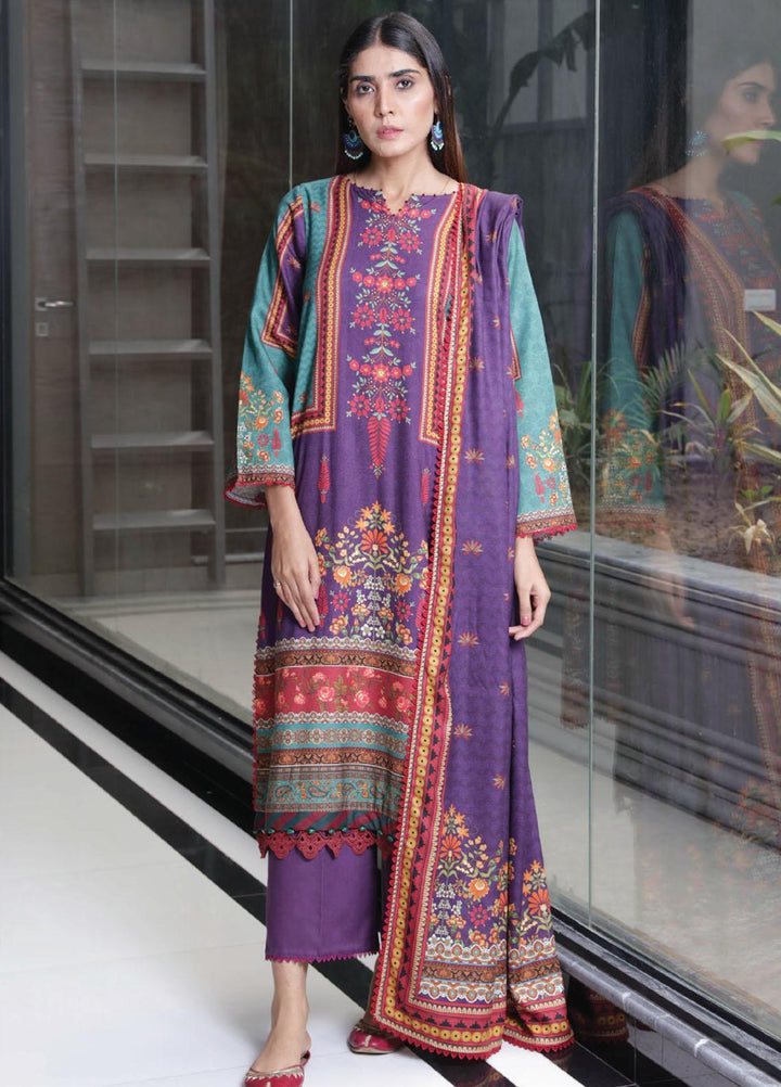 Kashaf By Humdum Printed Woolen Suits Unstitched 3 Piece HD23KF D-08 - Winter Collection