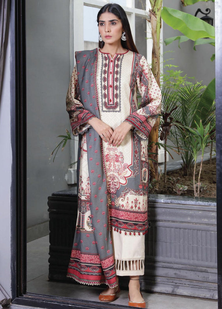 Kashaf By Humdum Printed Woolen Suits Unstitched 3 Piece HD23KF D-09 - Winter Collection