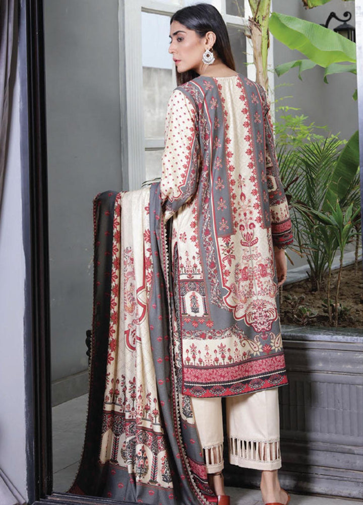 Kashaf By Humdum Printed Woolen Suits Unstitched 3 Piece HD23KF D-09 - Winter Collection