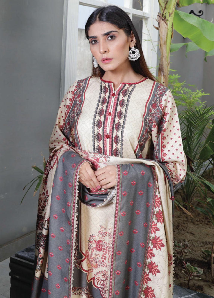 Kashaf By Humdum Printed Woolen Suits Unstitched 3 Piece HD23KF D-09 - Winter Collection