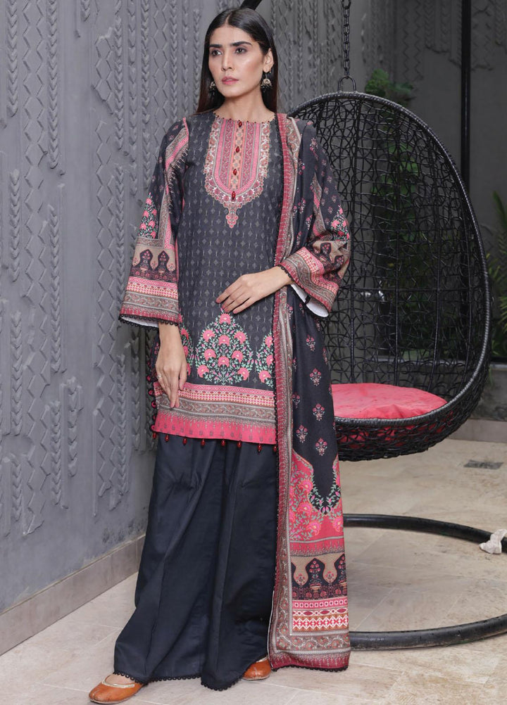 Kashaf By Humdum Printed Woolen Suits Unstitched 3 Piece HD23KF D-10 - Winter Collection