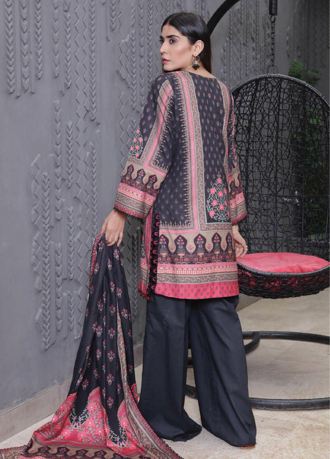 Kashaf By Humdum Printed Woolen Suits Unstitched 3 Piece HD23KF D-10 - Winter Collection