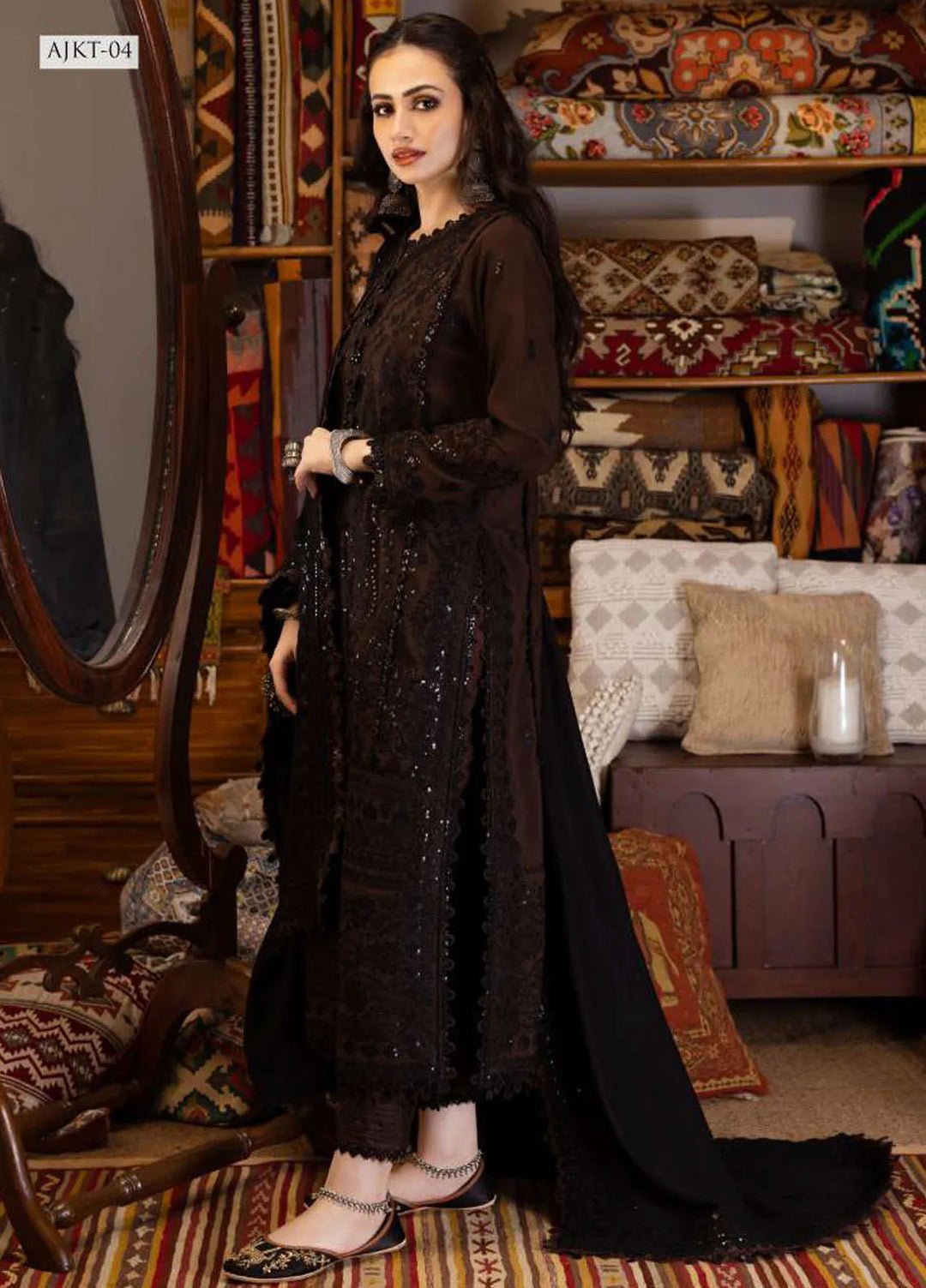 Kashmiri Taanka By Asim Jofa Embroidered Cotton Suit 3 Piece AJ23KT AJKT-04 - Winter Collection