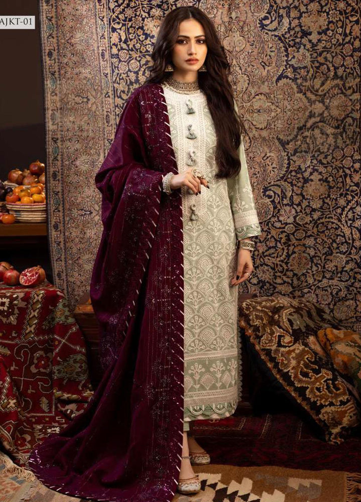 Kashmiri Taanka By Asim Jofa Embroidered Twill Suits Unstitched 3 Piece AJ23KT AJKT-01 - Winter Collection