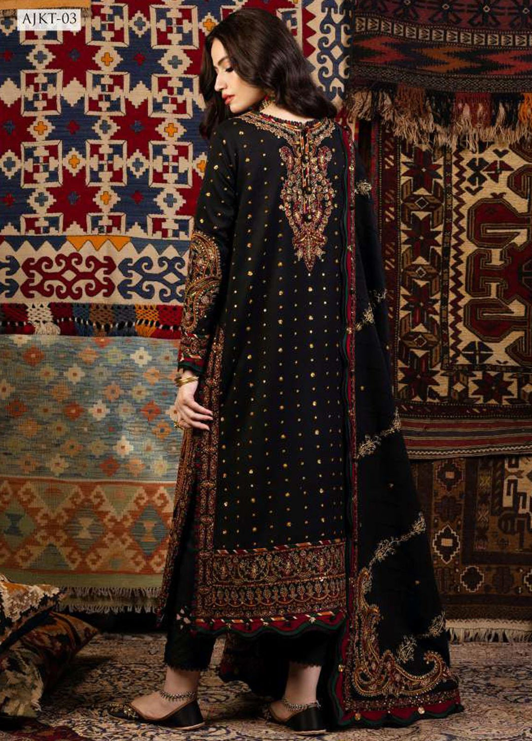 Kashmiri Taanka By Asim Jofa Embroidered Twill Suits Unstitched 3 Piece AJ23KT AJKT-03 - Winter Collection